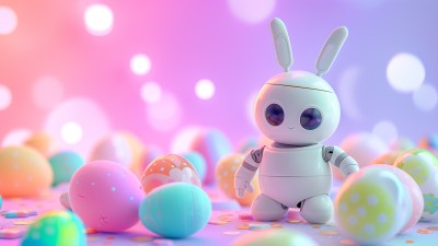Easter Eggs Robot Bunny Toy HD Wallpaper
