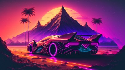 Ai Sports Car Sunset Scenery