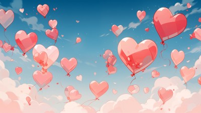 Flying Love Hearts Ai Art HD Wallpaper