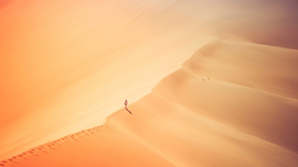 Girl Desert Sand Walk Wallpaper