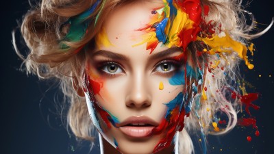 Splash Paint Art Woman Face HD Wallpaper
