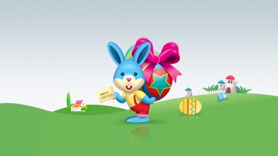 Happy Easter Blue Bunny HD Wallpaper