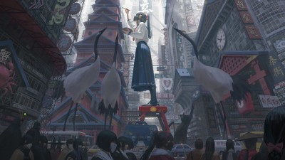 Japanese Anime Girl Painting Fantasy Art HD Wallpaper