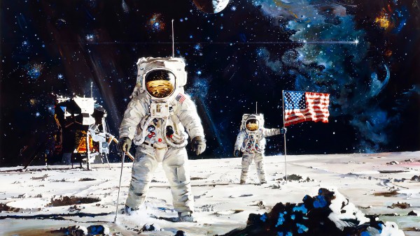 Moon Landing Astronauts USA Flag Nasa Wallpaper