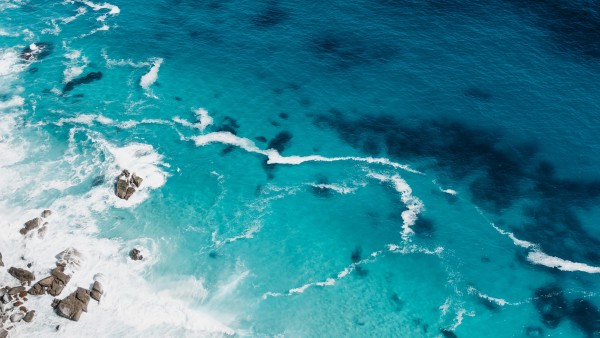 Nature Blue Sea Waves Aerial Wallpaper