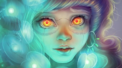 Cyborg Girl Rred Eyes