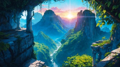 Fantasy Hidden Place Artwork Sunrise HD Wallpaper