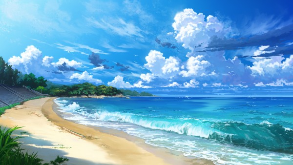 Blue Sea Waves Clouds Scenery Wallpaper