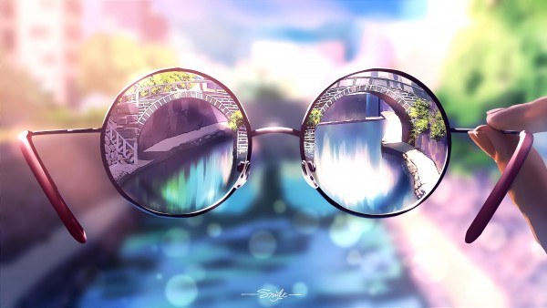 Anime Round Glasses Fingers Wallpaper