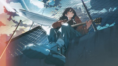 Anime Girl Guitar Music Art HD Wallpaper
