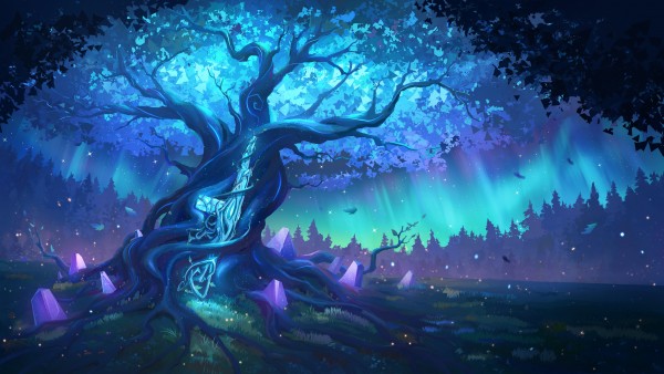 Fantasy Blue Tree Rifle Crystal Wallpaper