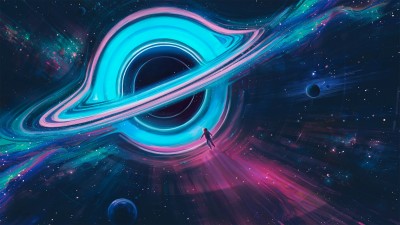 Astronaut Black Hole Space Illustration HD Wallpaper