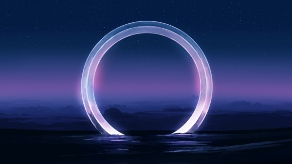 Digital Art Circle Stars Landscape Wallpaper