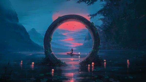 Fantasy Art Gate Boat Wallpaper