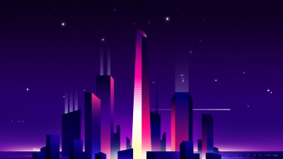Purple Cityscape Sky Vector