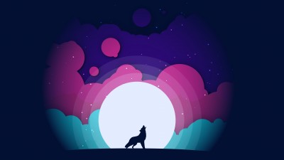 Vector Art Wolf Night Moon HD Wallpaper