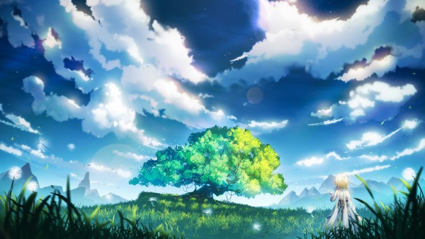 Genshin Impact Scenery Tree Art Wallpaper