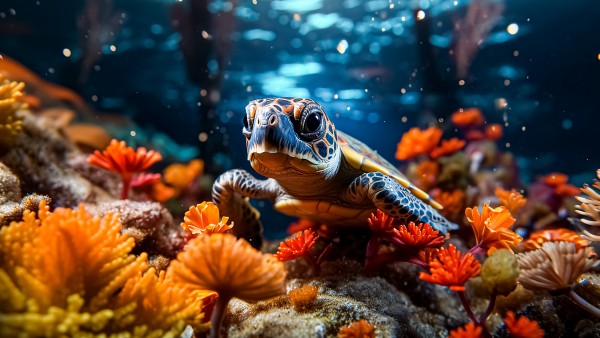 Ai Made Turtle Underwater Wallpaper