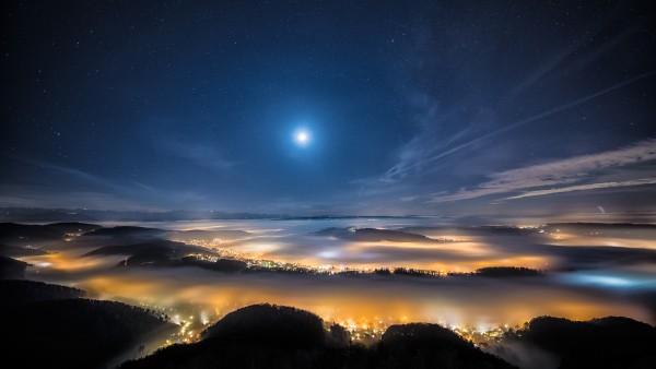 Swiss Mountain Plateau Fog Landscape Wallpaper