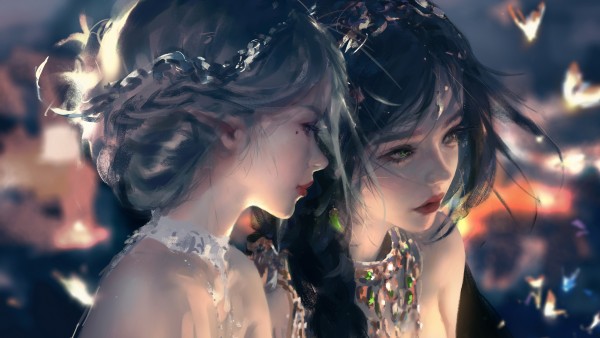 Girls Look Green Eyes Digital Art Wallpaper