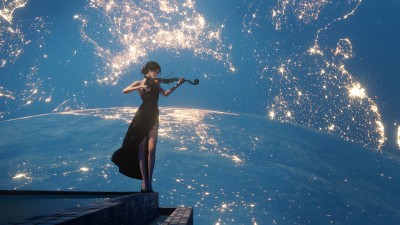 Girl Violin Planet Digital Art HD Wallpaper