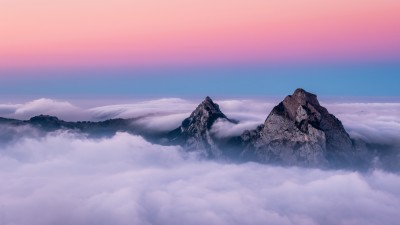 Mountain Pink Sky Cloud Sunset HD Wallpaper