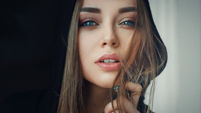 Katya Blue Eyes Lips Black Hoodie HD Wallpaper