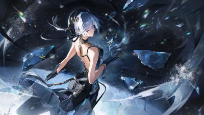 Anime Girl Glass Shards Art HD Wallpaper