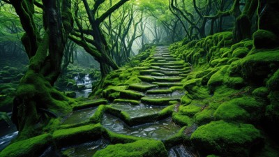 Beautiful Green Thick Forest Path