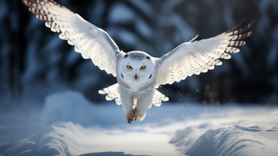 Snow White Owl Flying HD Wallpaper