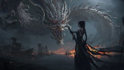 Chinese Dragon Warrior Woman Sword HD Wallpaper