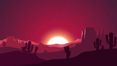 Landscape Desert Cactus Vector Art HD Wallpaper