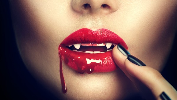Vampire Women Lips Black Nails Wallpaper