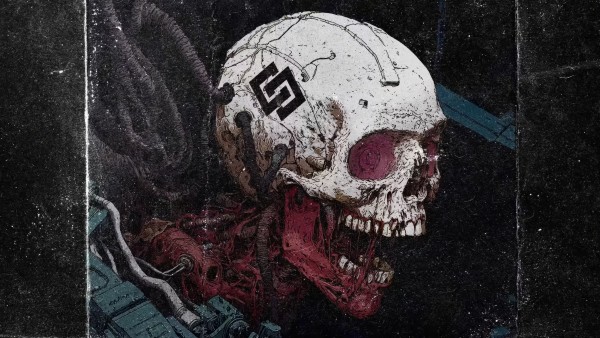 Cyberpunk Cyborg Skull Cryo Chamber Wallpaper