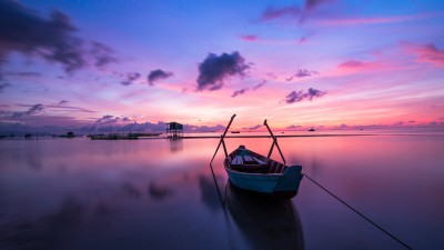 Boat Nature Blue Sky Sunrise HD Wallpaper
