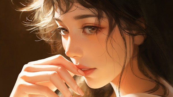 Drawing Women Finger Lips Wallpaper