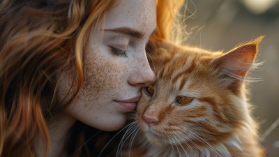 Woman Cat Lady Portrait Ai HD Wallpaper