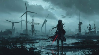 Anime Girl Dark Fantasy World AI Art HD Wallpaper
