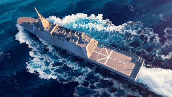 Japan Warship Sea Art Wallpaper