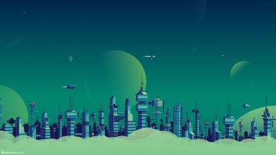 Sci Fi Planet Skyscraper Vector Art HD Wallpaper