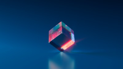 Deep Blue Crystal Cube Reflection