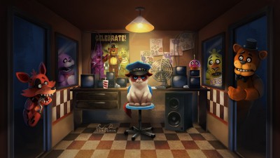 Grumpy Cat Five Nights at Freddys HD Wallpaper