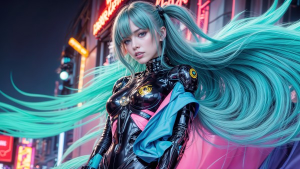 Anime Girl Long Blue Hair Ai Art Wallpaper