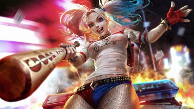 Harley Quinn Bat Digital Art HD Wallpaper