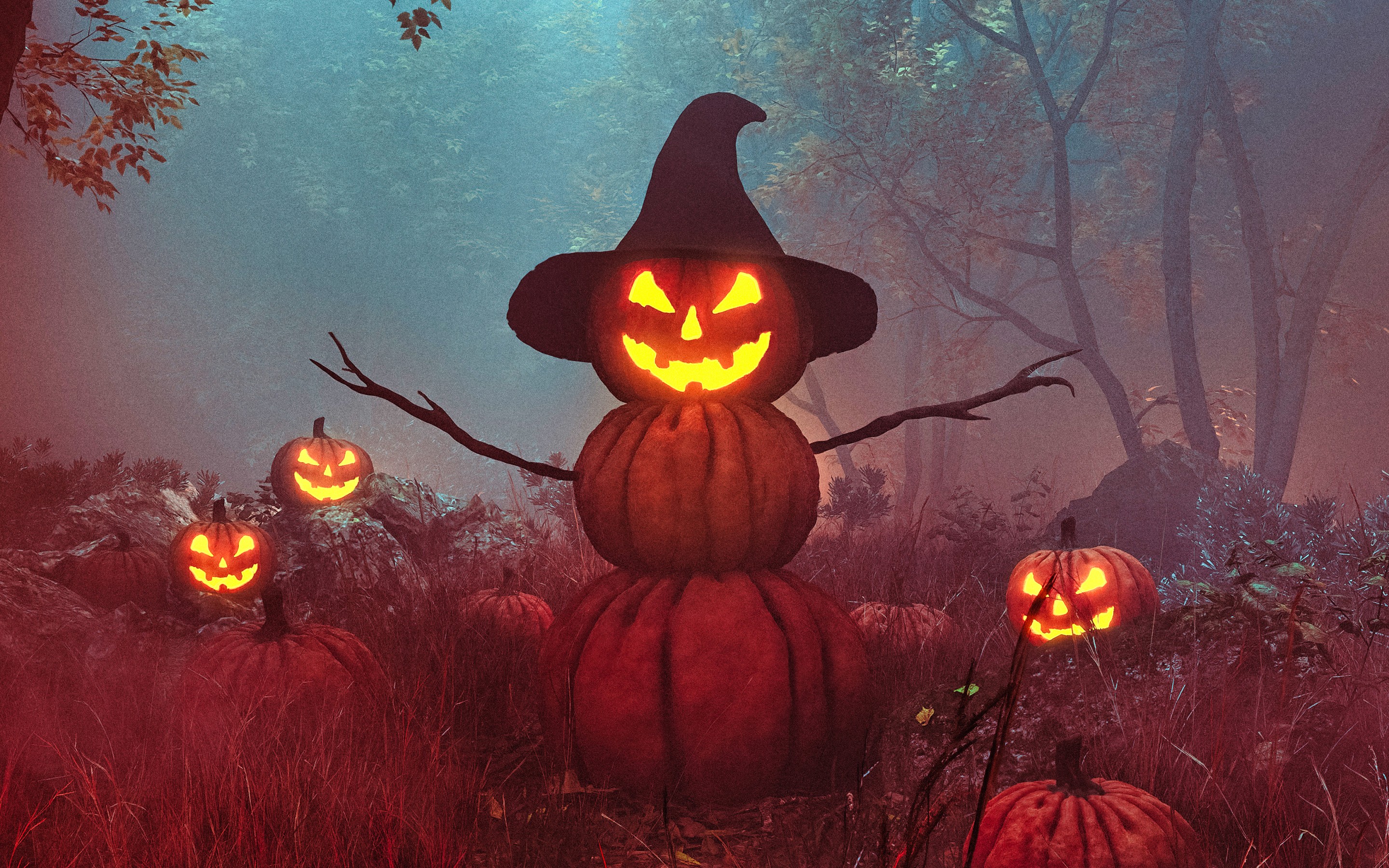 Download Halloween Pumpkin Man Wallpaper in 2880x1800 Resolution