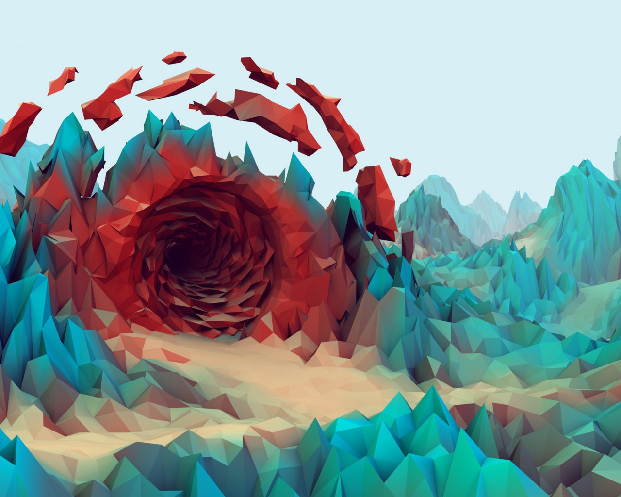 Download Low Poly Red Portal Wallpaper in 1280x1024 Resolution