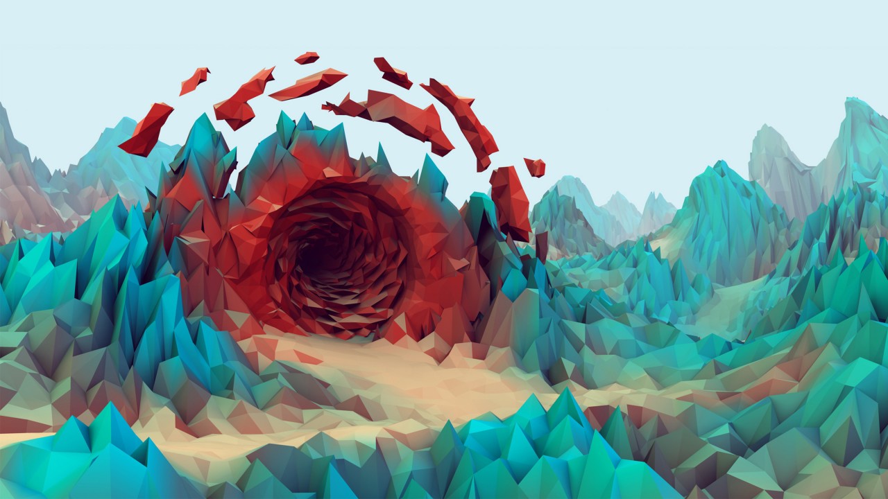 Download Low Poly Red Portal Wallpaper in 1280x720 Resolution