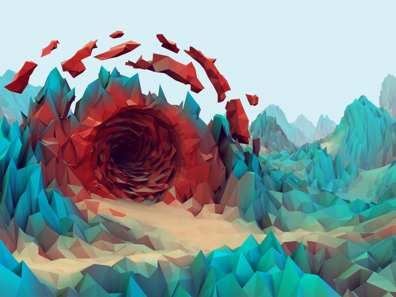 Download Low Poly Red Portal Wallpaper in 1280x960 Resolution