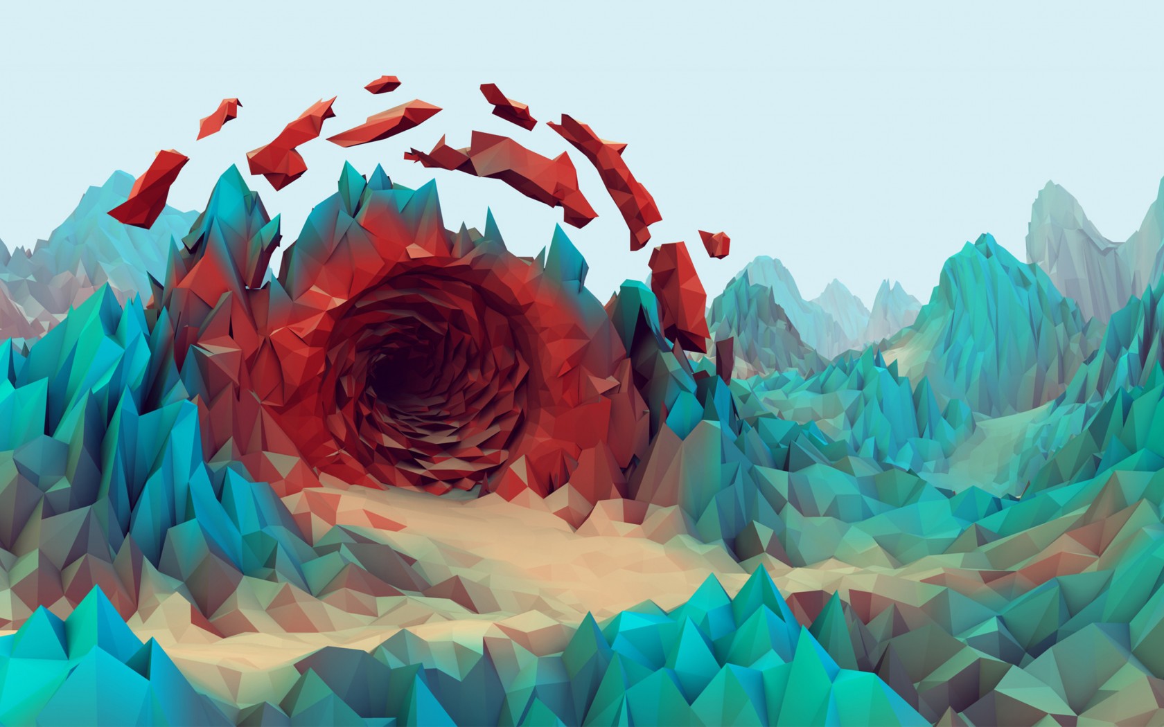 Download Low Poly Red Portal Wallpaper in 1680x1050 Resolution