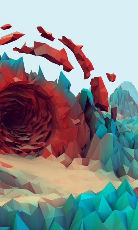 Download Low Poly Red Portal Wallpaper in 480x800 Resolution
